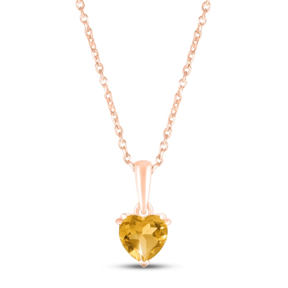Citrine Birthstone Necklace 10K Rose Gold 18"
