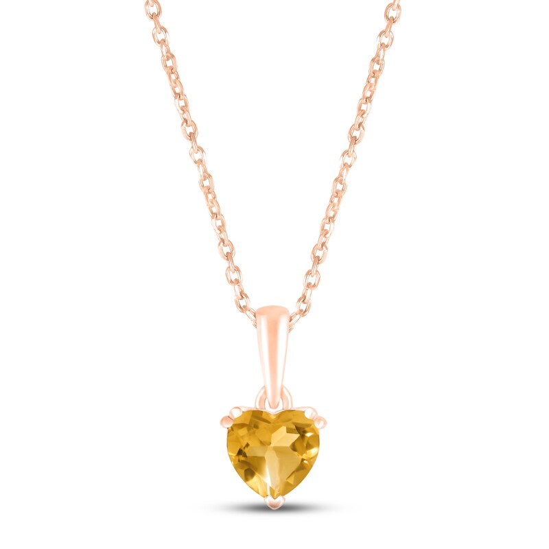 Main Image 1 of Citrine Birthstone Necklace 10K Rose Gold 18&quot;