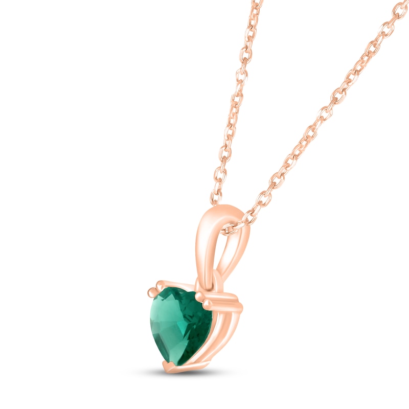 Main Image 2 of Lab-Created Emerald Birthstone Necklace 10K Rose Gold 18&quot;