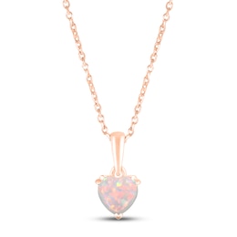 Lab-Created Opal Birthstone Necklace 10K Rose Gold 18&quot;