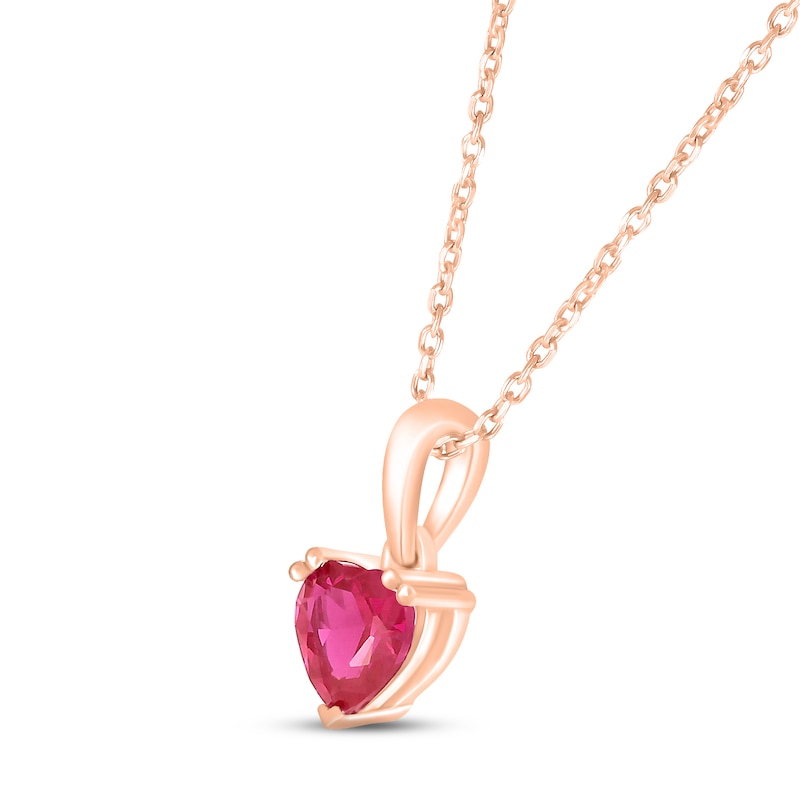 Main Image 2 of Lab-Created Ruby Birthstone Necklace 10K Rose Gold 18&quot;