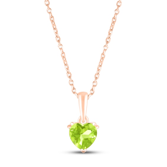 Peridot Birthstone Necklace 10K Rose Gold 18"