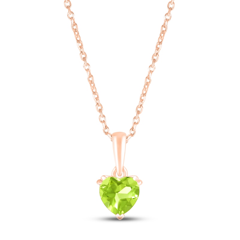 Main Image 1 of Peridot Birthstone Necklace 10K Rose Gold 18"