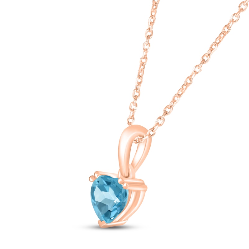 Main Image 2 of Swiss Blue Topaz Birthstone Necklace 10K Rose Gold 18"