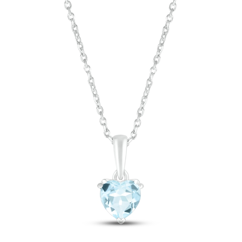 Aquamarine Birthstone Necklace 10K White Gold 18"