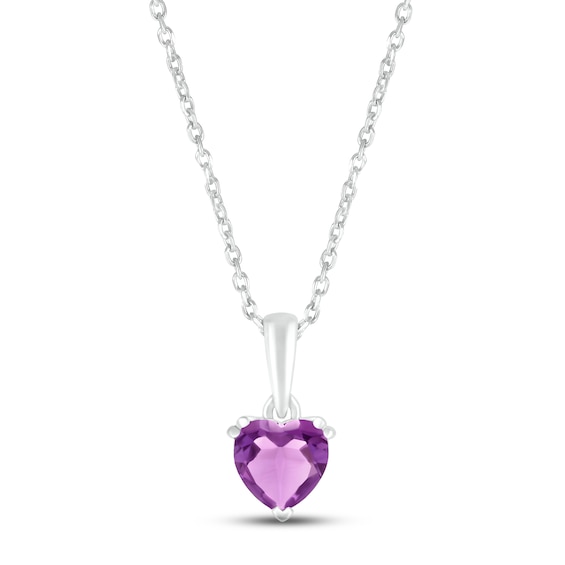 Amethyst Birthstone Necklace 10K White Gold 18"
