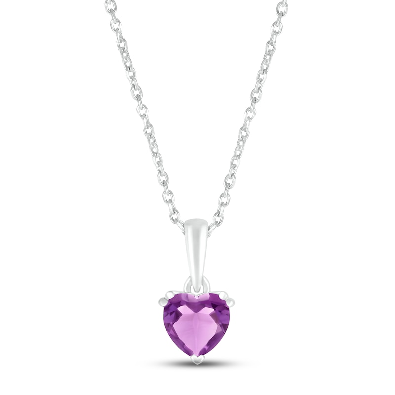 Main Image 1 of Amethyst Birthstone Necklace 10K White Gold 18&quot;