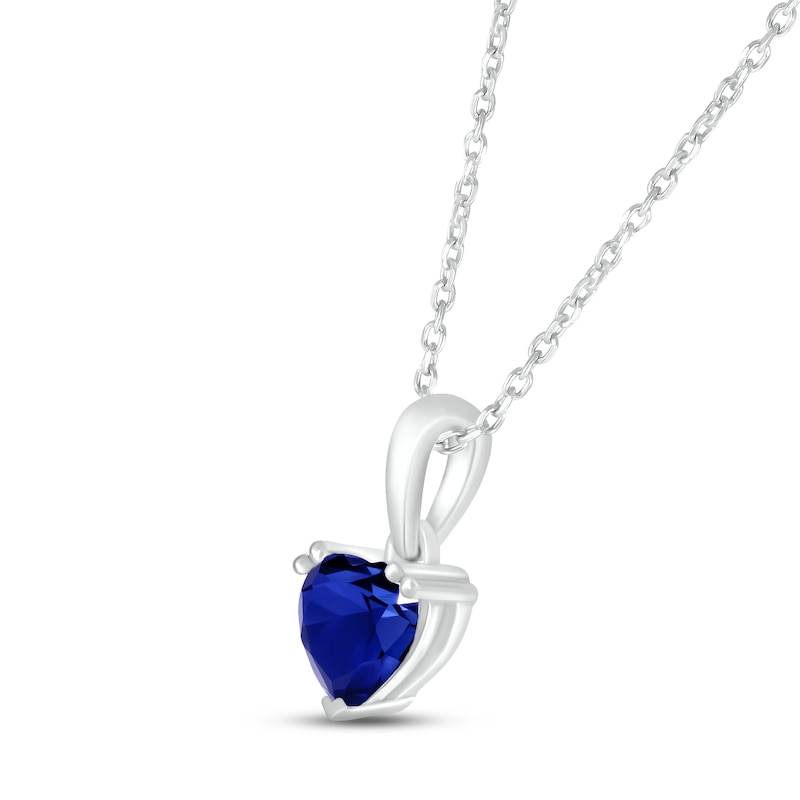 Main Image 2 of Blue Lab-Created Sapphire Birthstone Necklace 10K White Gold 18&quot;