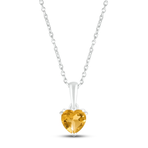 Citrine Birthstone Necklace 10K White Gold 18"