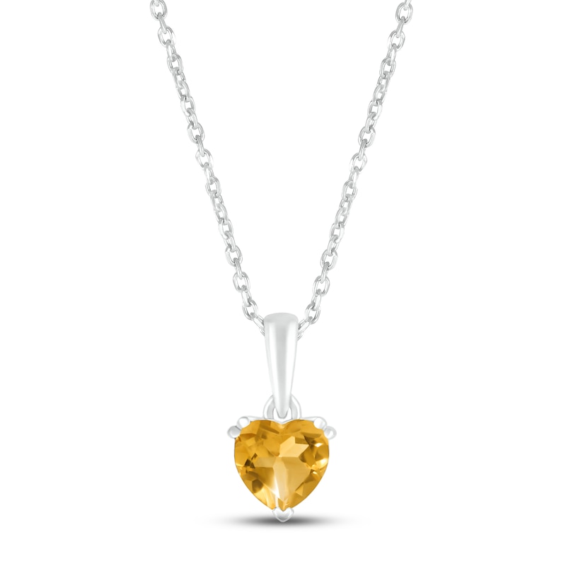 Main Image 1 of Citrine Birthstone Necklace 10K White Gold 18&quot;