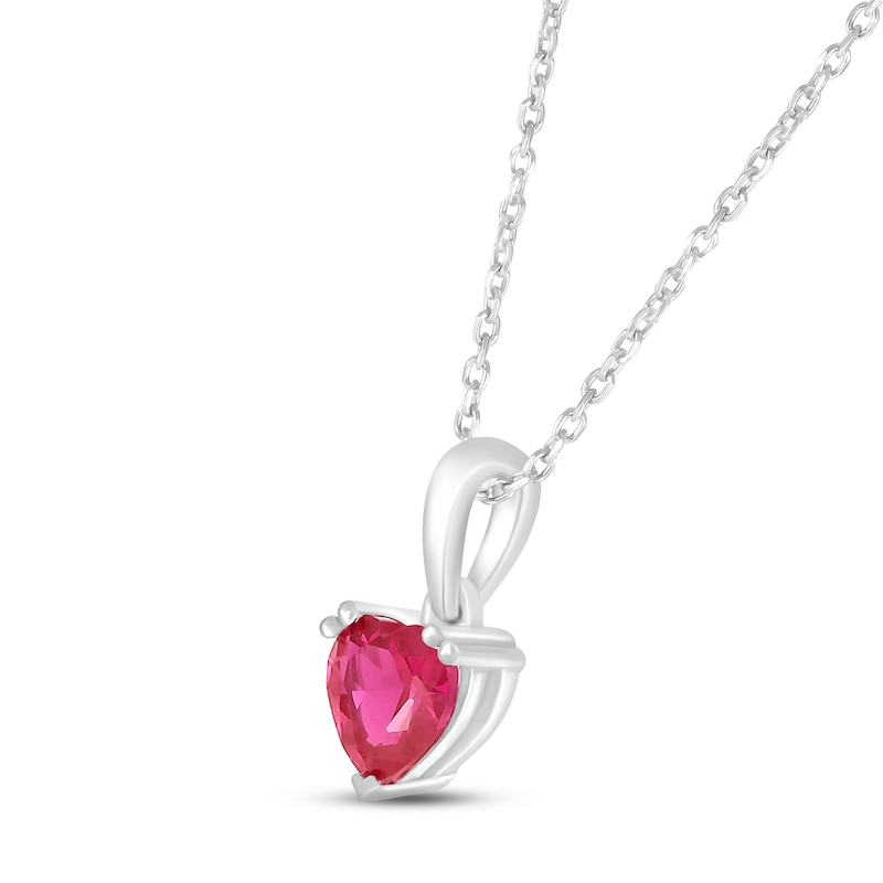 Main Image 2 of Lab-Created Ruby Birthstone Necklace 10K White Gold 18&quot;