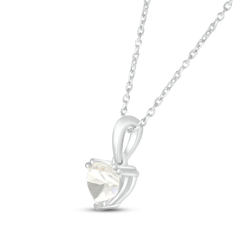 White Lab-Created Sapphire Birthstone Necklace 10K White Gold 18"