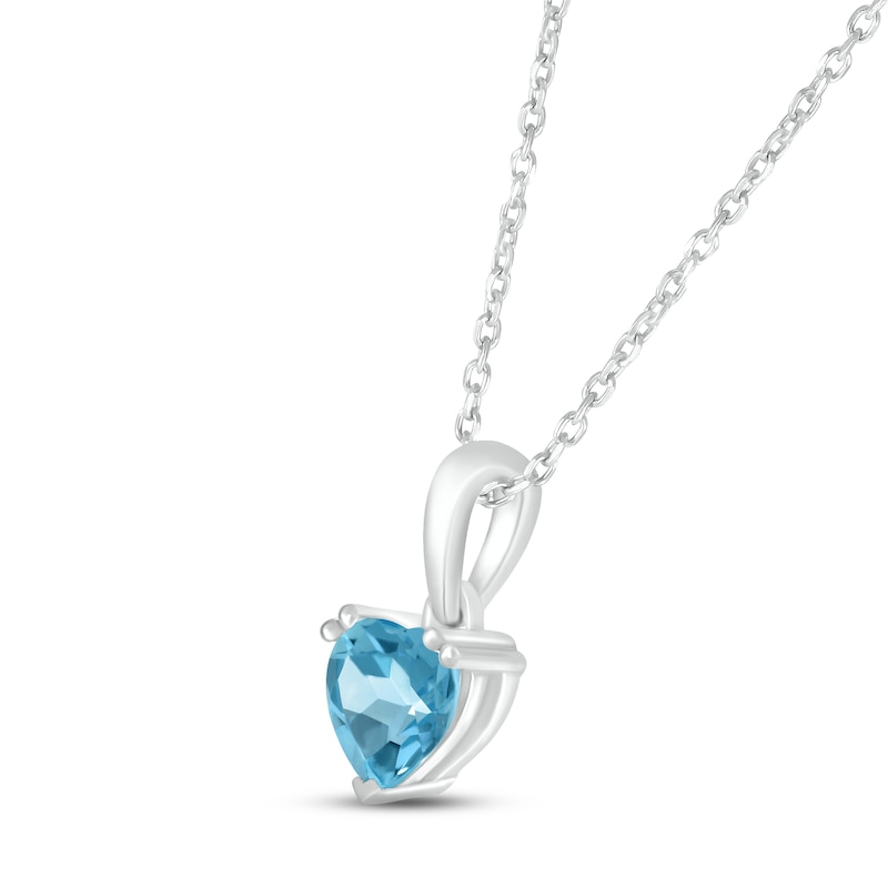 Swiss Blue Topaz Birthstone Necklace 10K White Gold 18"