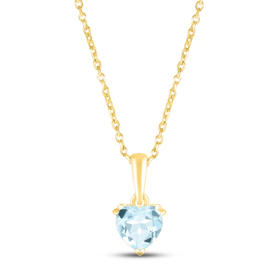 Aquamarine Birthstone Necklace 10K Yellow Gold 18"