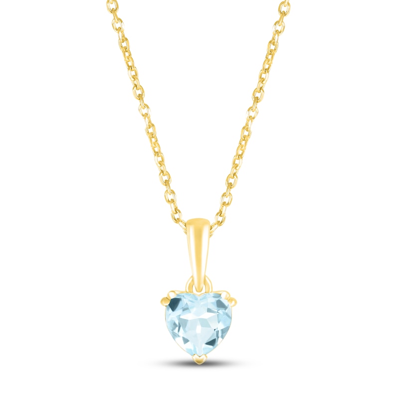 Main Image 1 of Aquamarine Birthstone Necklace 10K Yellow Gold 18"