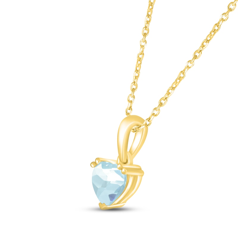Main Image 2 of Aquamarine Birthstone Necklace 10K Yellow Gold 18"
