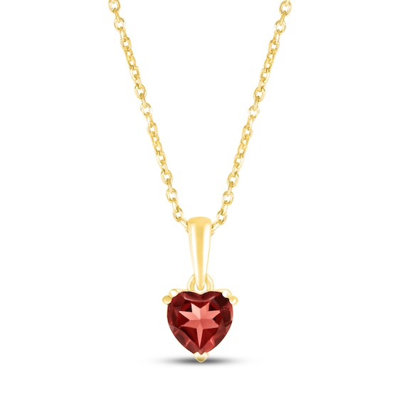Garnet Birthstone Necklace 10K Yellow Gold 18"