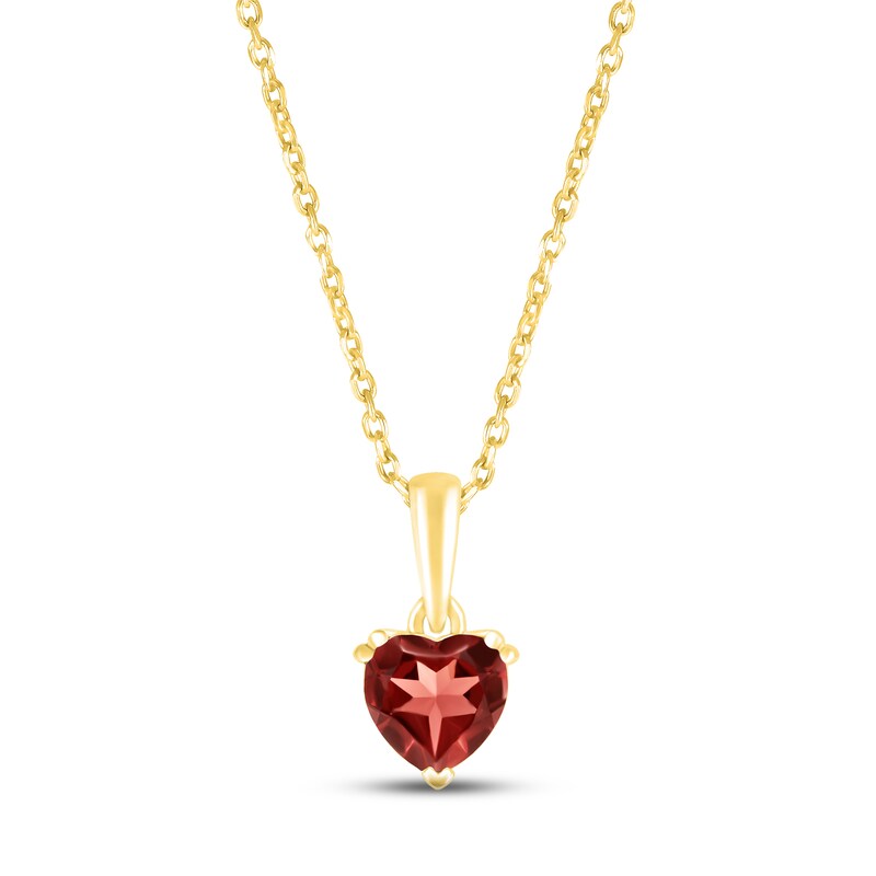 Main Image 1 of Garnet Birthstone Necklace 10K Yellow Gold 18&quot;