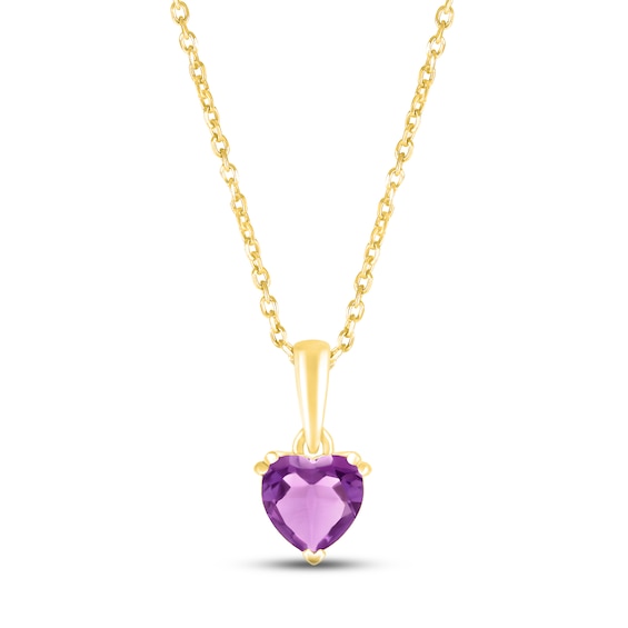 Amethyst Birthstone Necklace 10K Yellow Gold 18"