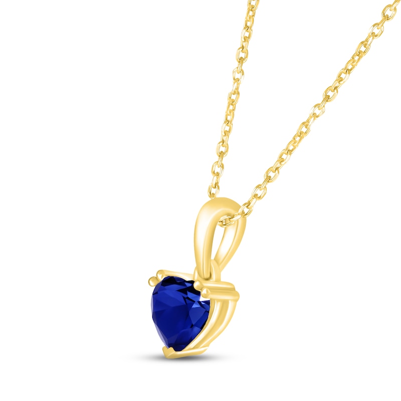 Main Image 2 of Blue Lab-Created Sapphire Birthstone Necklace 10K Yellow Gold 18"