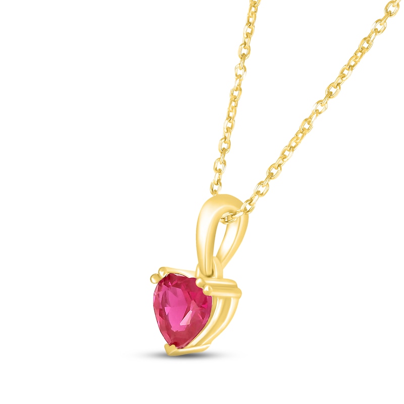 Main Image 2 of Lab-Created Ruby Birthstone Necklace 10K Yellow Gold 18&quot;