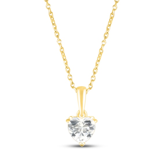White Lab-Created Sapphire Birthstone Necklace 10K White Gold 18