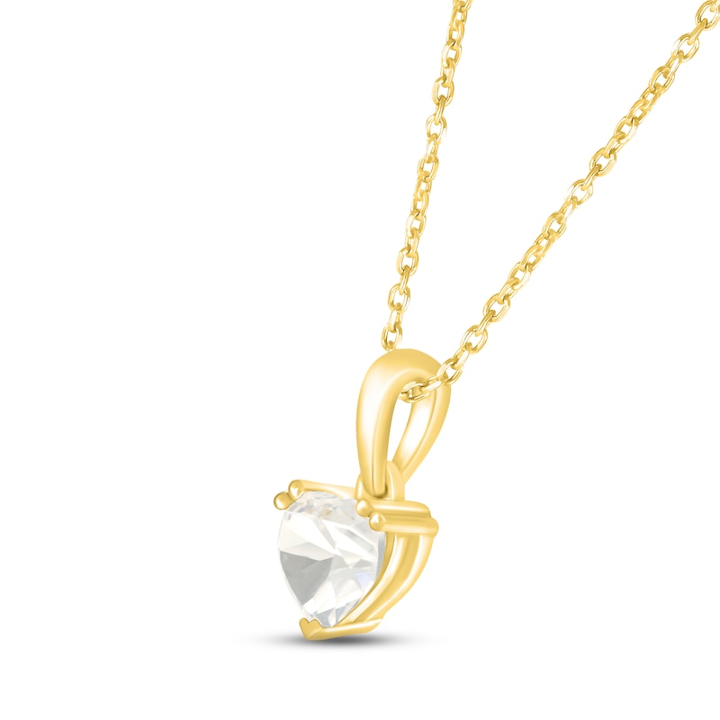White Lab-Created Sapphire Birthstone Necklace 10K Yellow Gold 18"