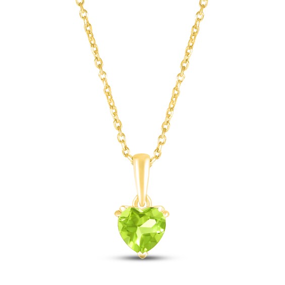 Peridot Birthstone Necklace 10K Yellow Gold 18"