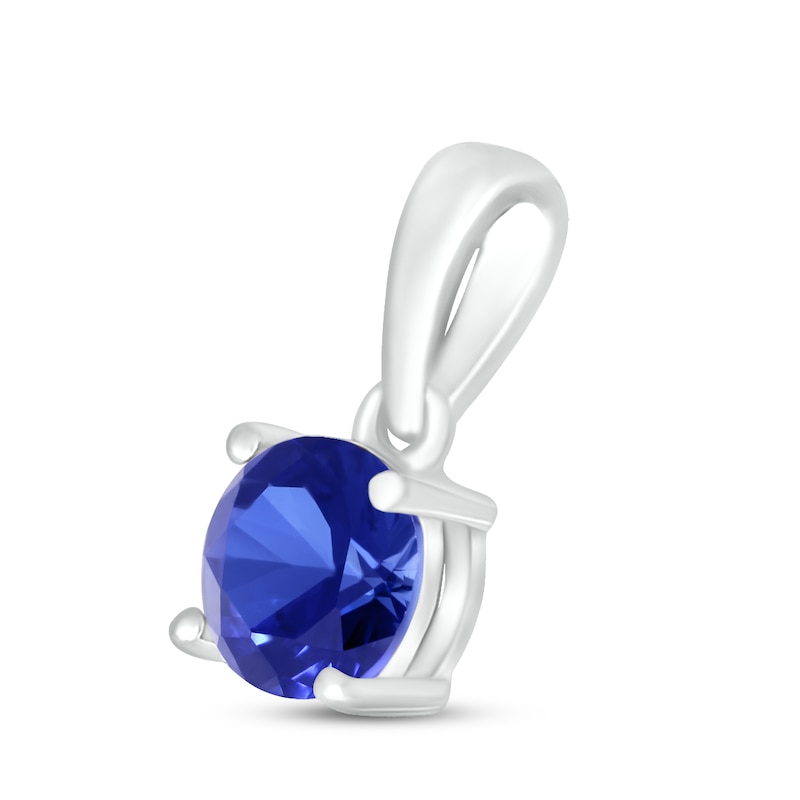Main Image 2 of Blue Lab-Created Sapphire Birthstone Pendant Sterling Silver