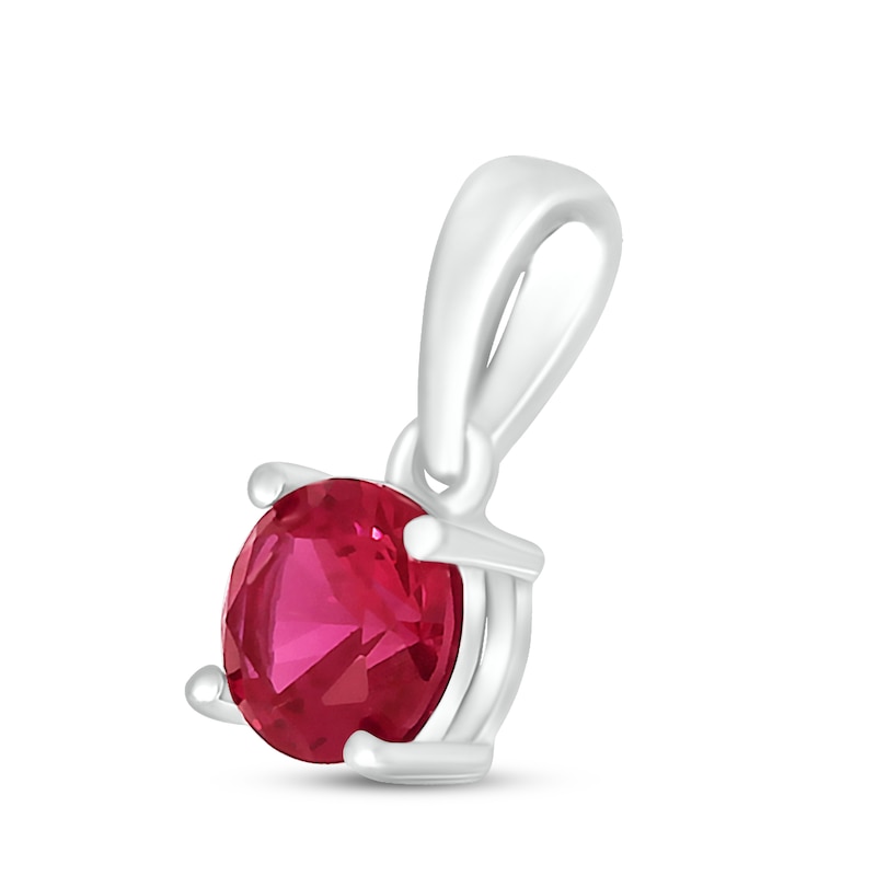 Main Image 2 of Lab-Created Ruby Birthstone Pendant Sterling Silver