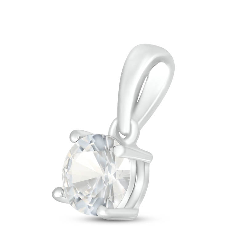 Main Image 2 of White Lab-Created Sapphire Birthstone Pendant Sterling Silver