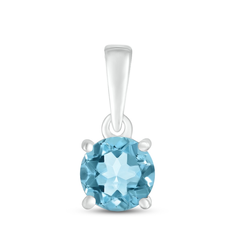 Swiss Blue Topaz Birthstone Pendant Sterling Silver
