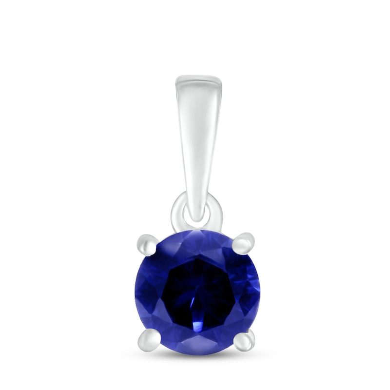 Main Image 1 of Blue Lab-Created Sapphire Birthstone Pendant 10K White Gold