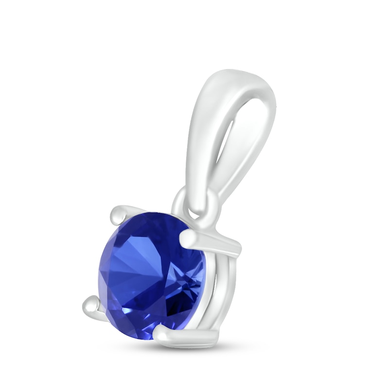 Main Image 2 of Blue Lab-Created Sapphire Birthstone Pendant 10K White Gold