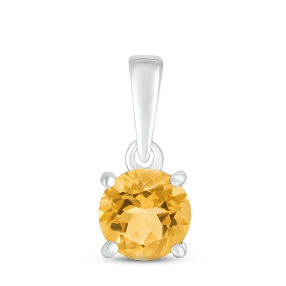 Citrine Birthstone Pendant 10K White Gold