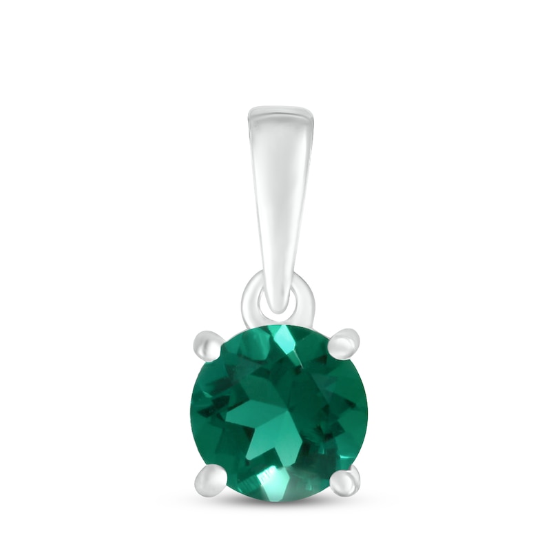 Lab-Created Emerald Birthstone Pendant 10K White Gold