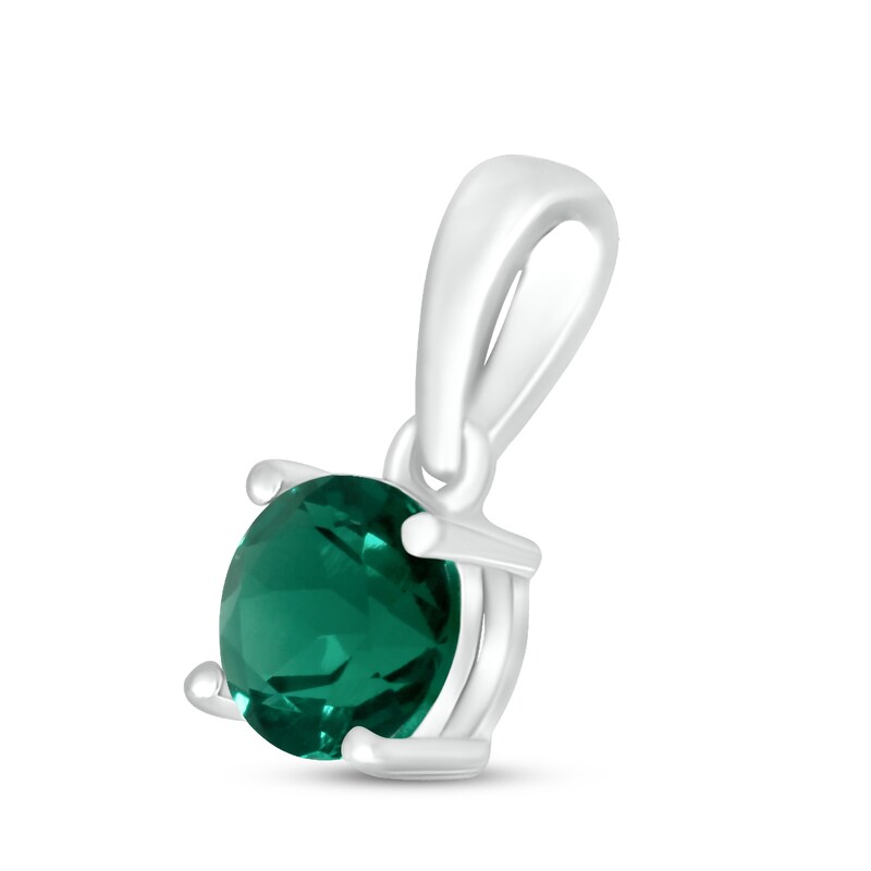 Lab-Created Emerald Birthstone Pendant 10K White Gold