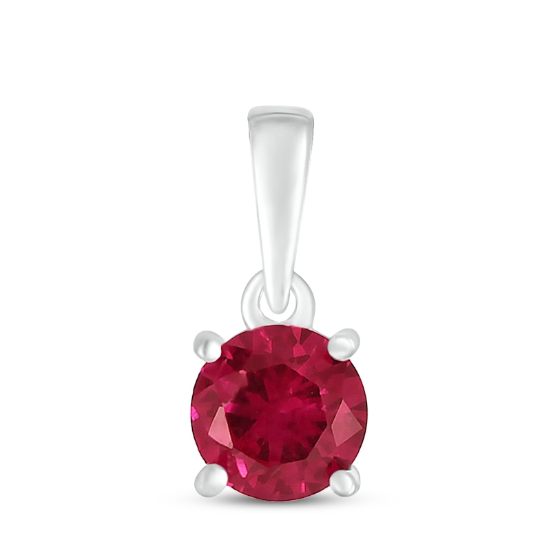 Main Image 1 of Lab-Created Ruby Birthstone Pendant 10K White Gold