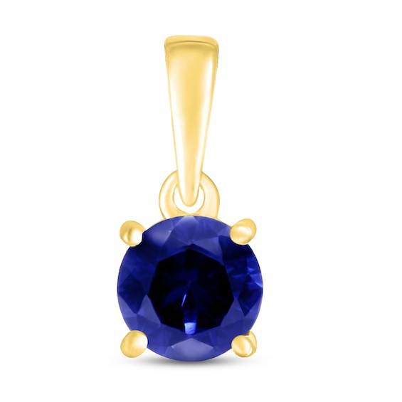 Lab-Created Sapphire Birthstone Pendant 10K Yellow Gold