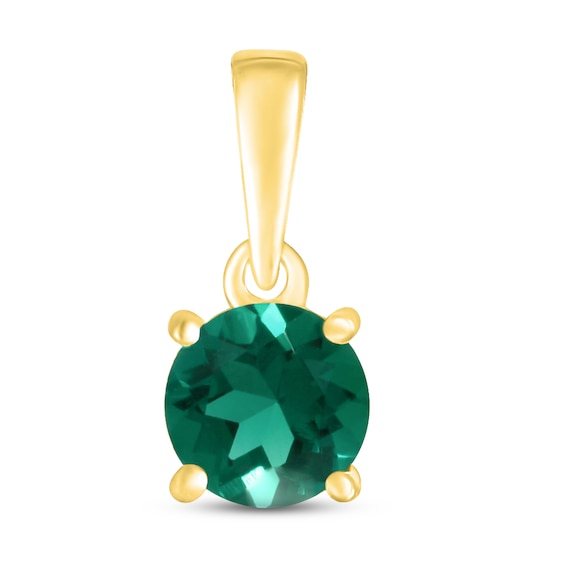 Lab-Created Emerald Birthstone Pendant 10K Yellow Gold
