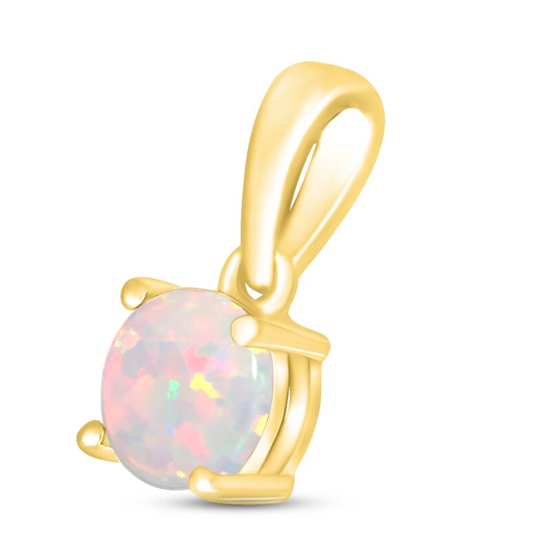 Lab-Created Opal Birthstone Pendant 10K Yellow Gold