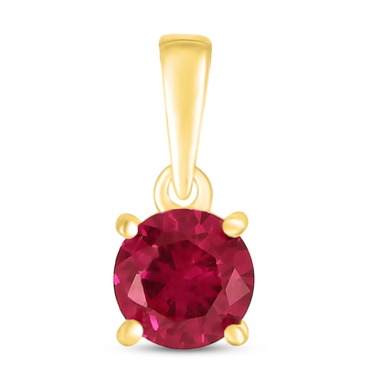 Lab-Created Ruby Birthstone Pendant 10K Yellow Gold