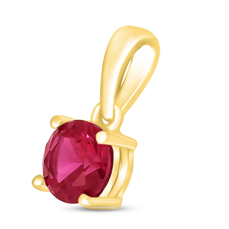 Lab-Created Ruby Birthstone Pendant 10K Yellow Gold