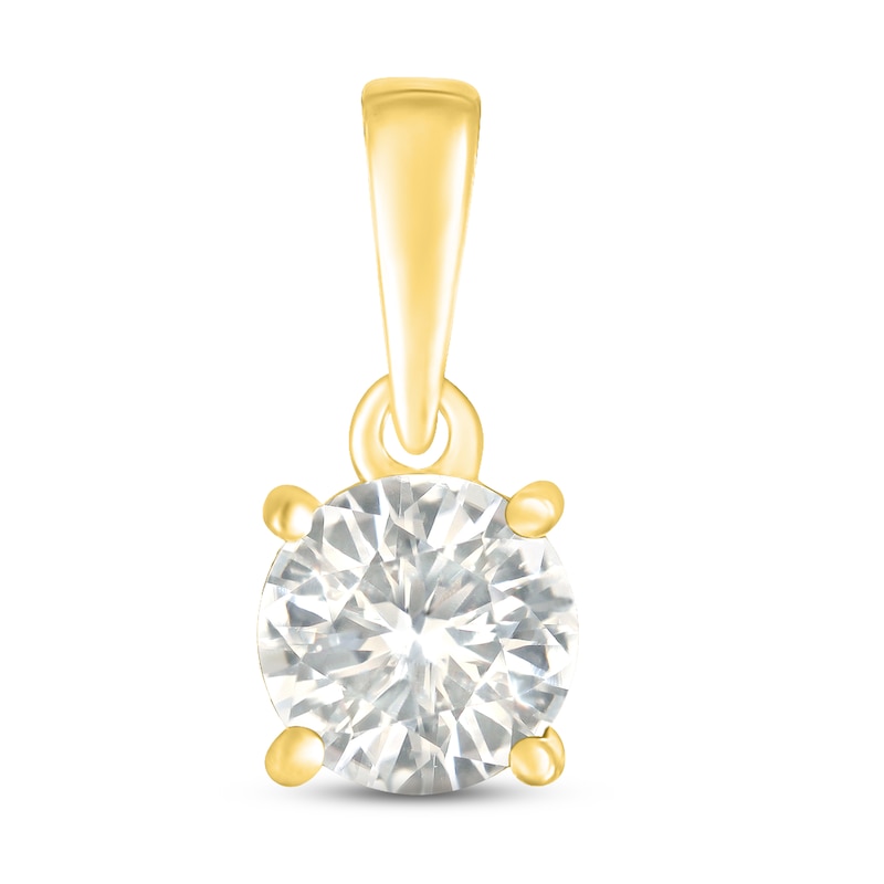 Main Image 1 of White Lab-Created Sapphire Birthstone Pendant 10K Yellow Gold