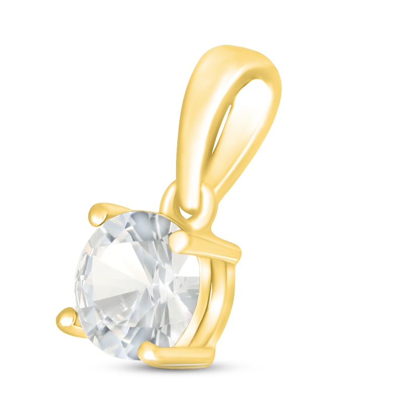 Main Image 2 of White Lab-Created Sapphire Birthstone Pendant 10K Yellow Gold