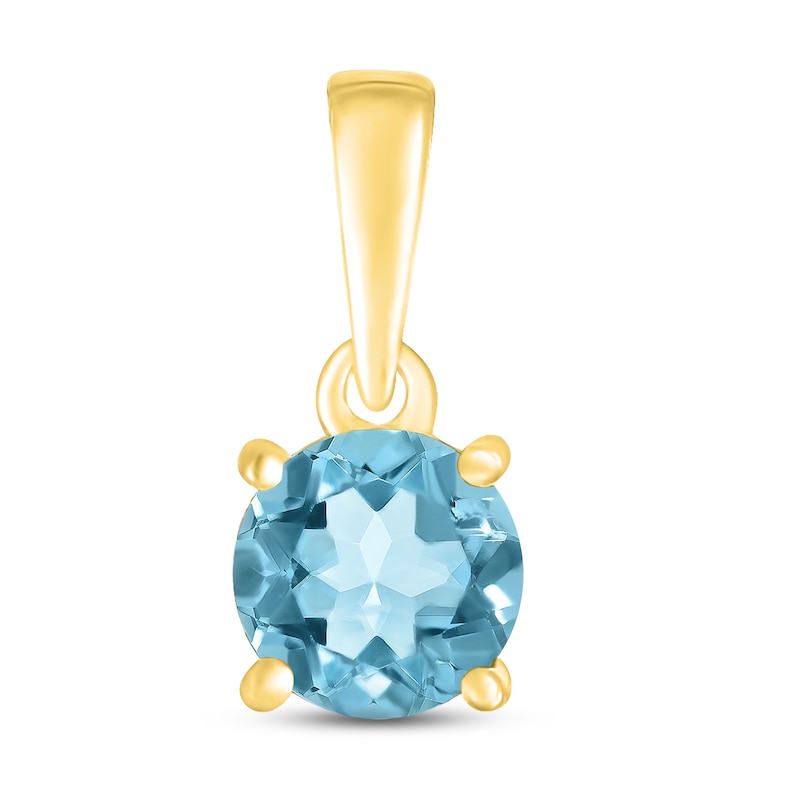 Main Image 1 of Swiss Blue Topaz Birthstone Pendant 10K Yellow Gold