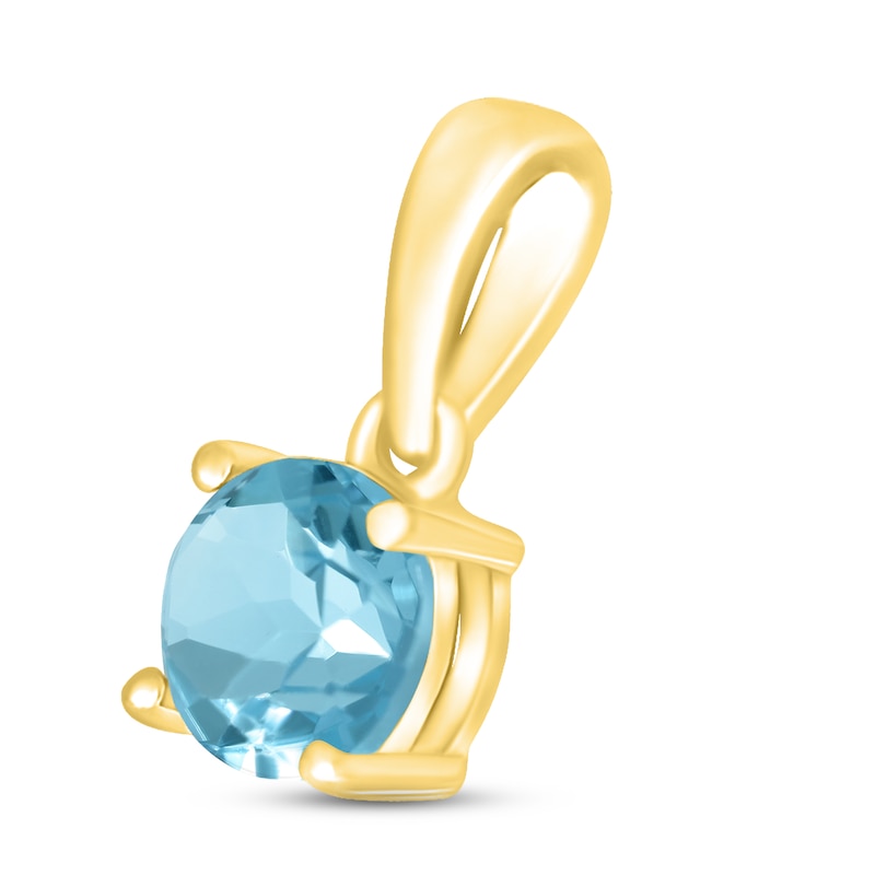 Main Image 2 of Swiss Blue Topaz Birthstone Pendant 10K Yellow Gold