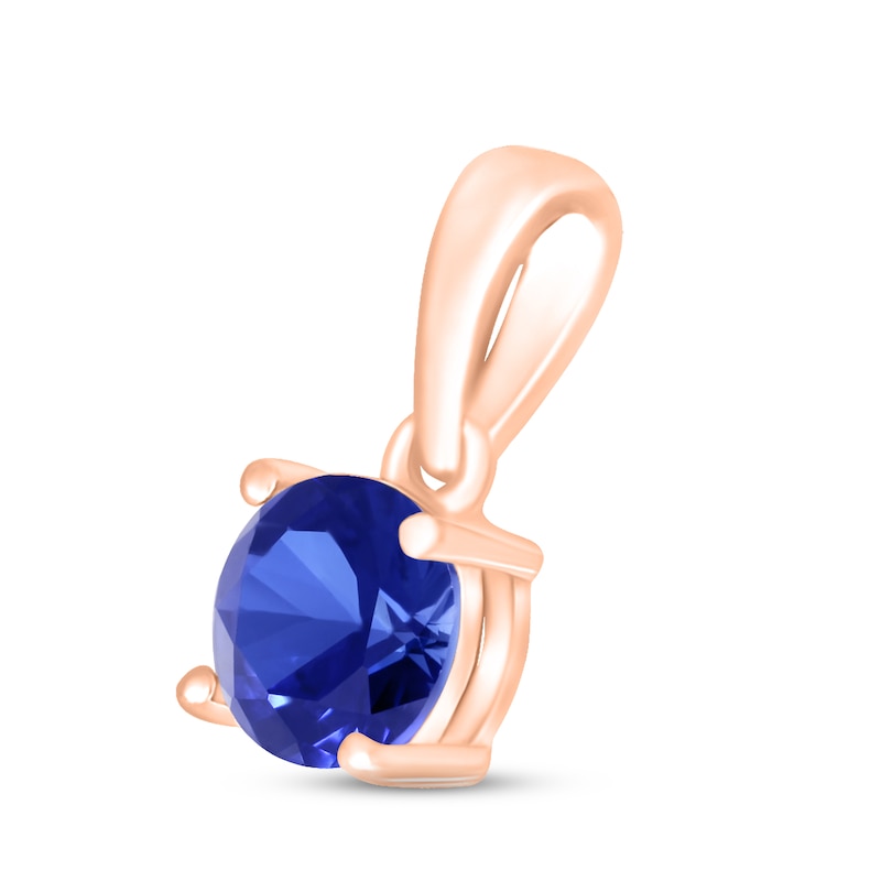 Main Image 2 of Blue Lab-Created Sapphire Birthstone Pendant 10K Rose Gold
