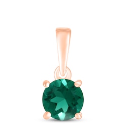 Lab-Created Emerald Birthstone Pendant 10K Rose Gold