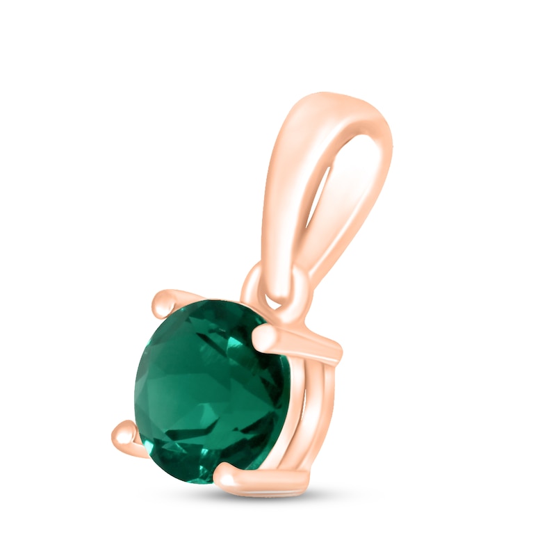Main Image 2 of Lab-Created Emerald Birthstone Pendant 10K Rose Gold